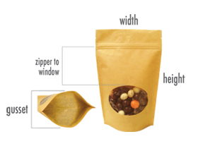 Natural Kraft Stand Up Pouches with Window