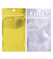 . 4 x 7 High Barrier 3-Side Seal Zip Flat Pouches with Hang Hole - Gold